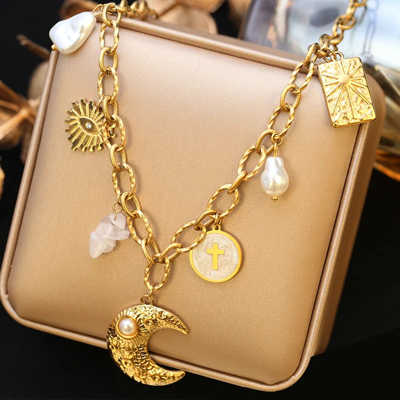 Collier Pendentif Étoile de Mer, Lune & Soleil™