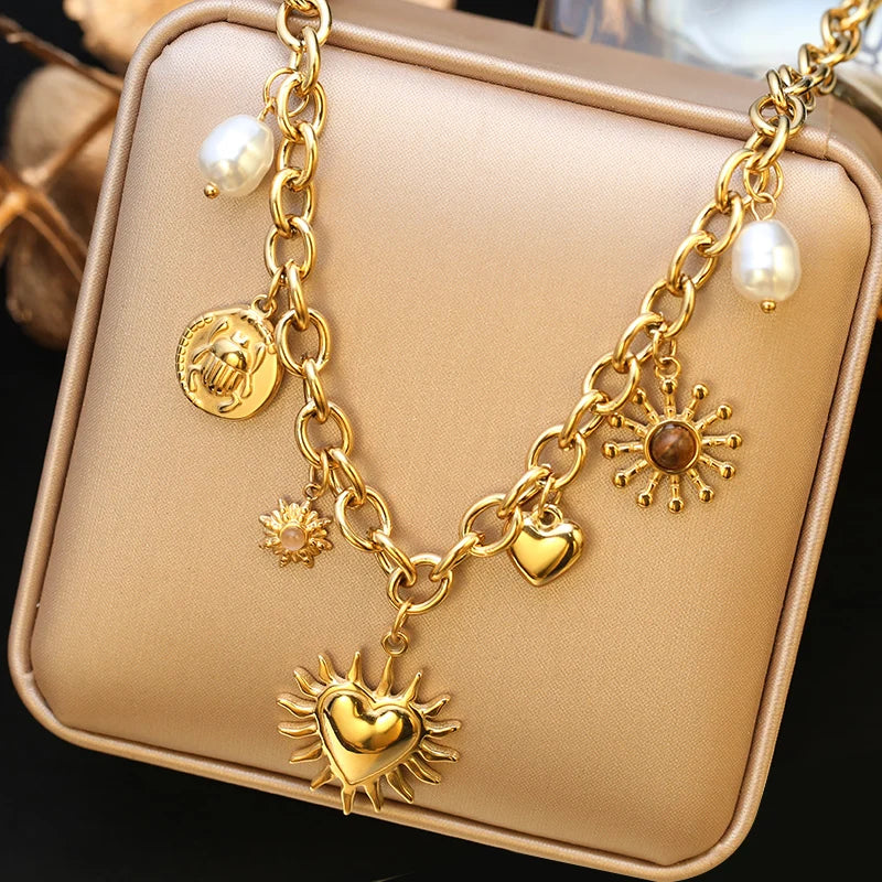 Collier Pendentif Étoile de Mer, Lune & Soleil™