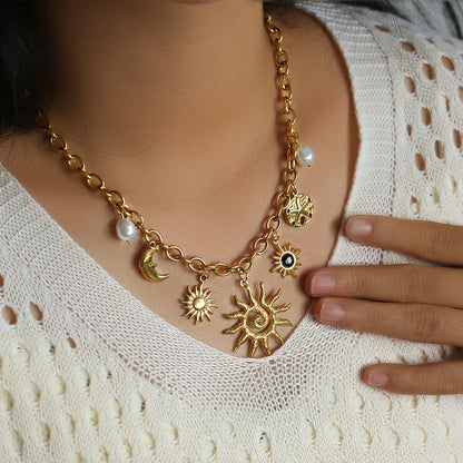 Collier Pendentif Étoile de Mer, Lune & Soleil™